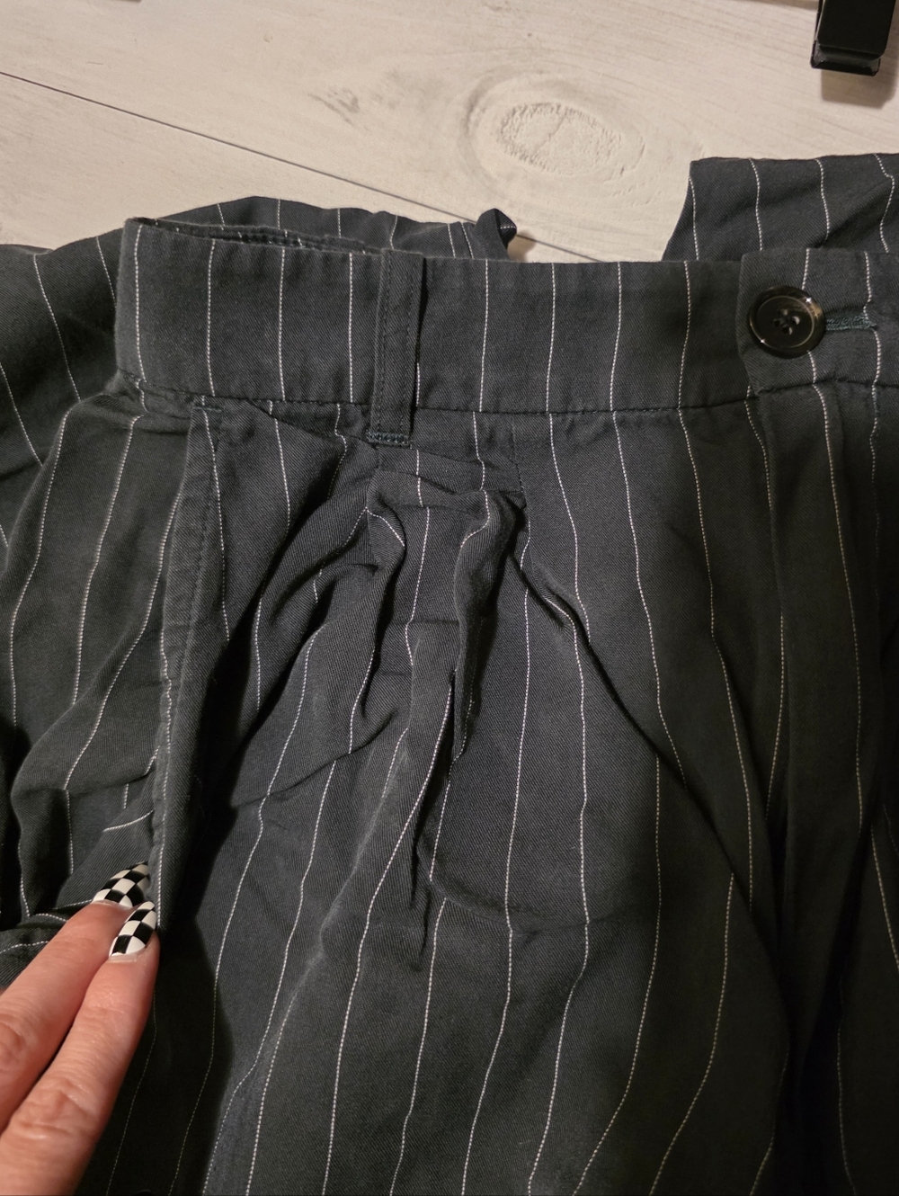 Reformation Mason Pants Wide Leg Pin Stripe Green Size 0 - Picture 6 of 12